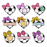 Soccer Bow SVG Cuttable Frames