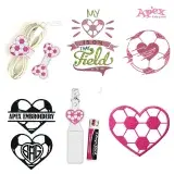 Soccer Heart Embroidery Designs Bundle — ITH, Frame & Soccer Mom Set