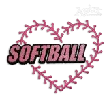 Softball Heart Machine Embroidery Design