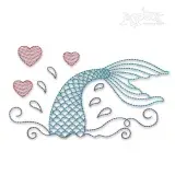 Splashing Mermaid Tail Sketch Embroidery Design