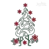 Flamingo and Poinsettia Christmas Tree Embroidery Design Digitize