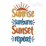 Sunrise Sunburn Sunset Repeat Embroidery Design