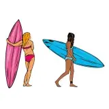 Surfer Surfing Surf Girl SVG Cuttable Design