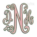 Suzanne Curlz Monogram Applique Embroidery Font - DNH
