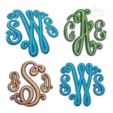 Suzanne Monogram 3D Puff 2-color Machine Embroidery Font - All