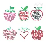Teacher Teach Apple Sayings Machine Embroidery Designs - Apex