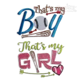 That's My Girl Boy Baseball Softball Machine Embroidery Design