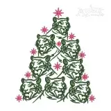 Tiger Christmas Tree Embroidery Design