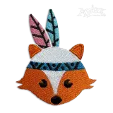 Tribal Fox with Feathers Machine Embroidery Designs