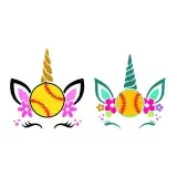 Unicorn Softball Baseball SVG Cuttable Design