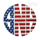 USA Flag Round Machine Monogram Embroidery Font