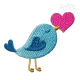 Valentine Love Bird with Heart Machine Embroidery Design Digitized