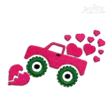 Valentine Day Monster Truck Machine Embroidery Design - Apex