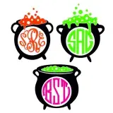 Witch Cauldron Monogram Frame SVG Cuttable Design