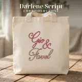 Darlene Script Regular 3D Puff Bean Chain Stitch Embroidery Font Bundle Bag