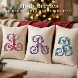 Holly Berries Ribbed Script Embroidery Font All 3