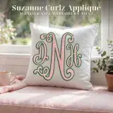Suzanne Curlz Monogram Applique Embroidery Font Pillow