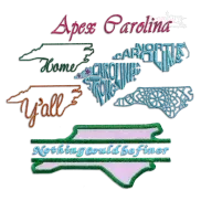 North Carolina State NC Map Machine Embroidery Designs by Apex Digitized