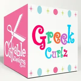 Greek Curlz Bold cuttable font SVG design set box