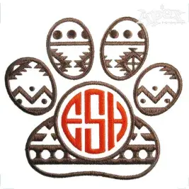 Paw Aztec Print Embroidery Design