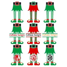 Elf Feet Christmas Cuttable Svg Frame Designs