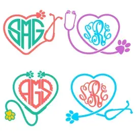 Veterinarian Animal Monogram Cuttable Designs