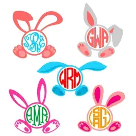 Bunny Ears Round Monogram Cuttable Frames