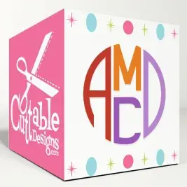 Circle Four Letter Center Stacked Cuttable Font