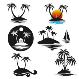 Palm Tree Island Cuttable Design