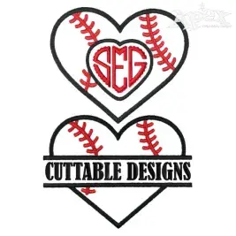 Baseball Heart Embroidery Designs