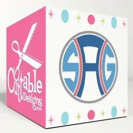 Round Baseball Monogram SVG Cuttable Fonts