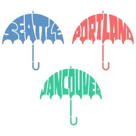Rainny Cities Pack Cuttable Design with Seattle, Portland, Jancouver