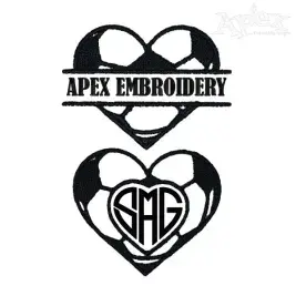 Soccer in Heart Shape Embroidery Frames