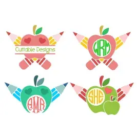 Apple Pencil SVG Cuttable Frames