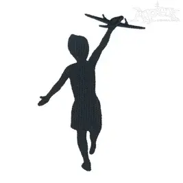 Kid Playing with Plane Embroidery Designs