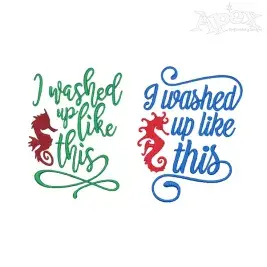 Washed Up Seahorse Embroidery Design