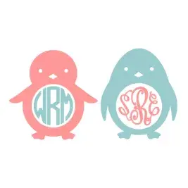 Lovely Penguin Monogram SVG Cuttable Frames