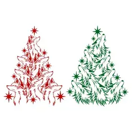 Wolf Christmas Tree SVG Cuttable Designs