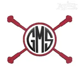 Baton Twirling Monogram Embroidery Frame