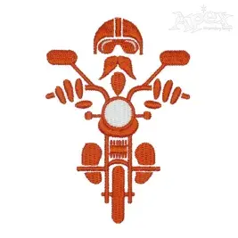 Mustache Biker Embroidery Design