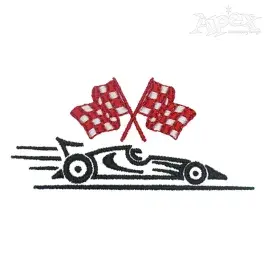 Race Car and Flag Embroidery Design