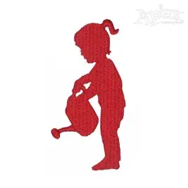 Little Girl Watering Embroidery Design