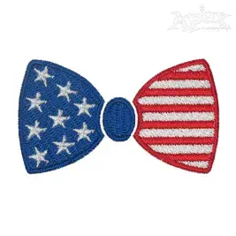 US Flag Bow Tie Embroidery Design