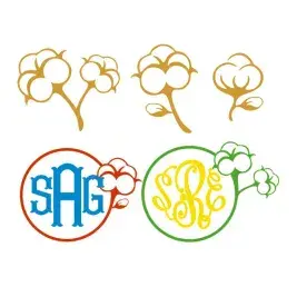 Cotton Monogram SVG Cuttable Design and Frame