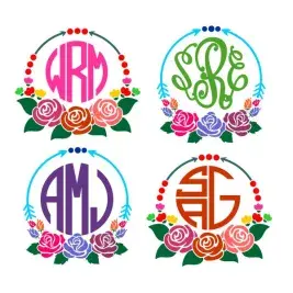 Roses and Arrows SVG Monogram Frame