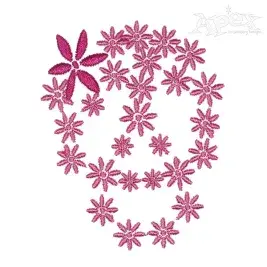 Floral Skull Embroidery Design
