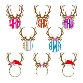 Antler Reindeer Pack Monogram SVG Cuttable Frame