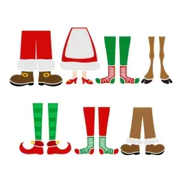 Christmas Santa Claus, Elf, Reindeer Legs SVG Cuttable Design