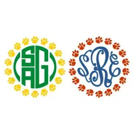 Paws Monogram SVG Cuttable Frame