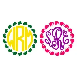 Elephants Monogram SVG Cuttable Frame